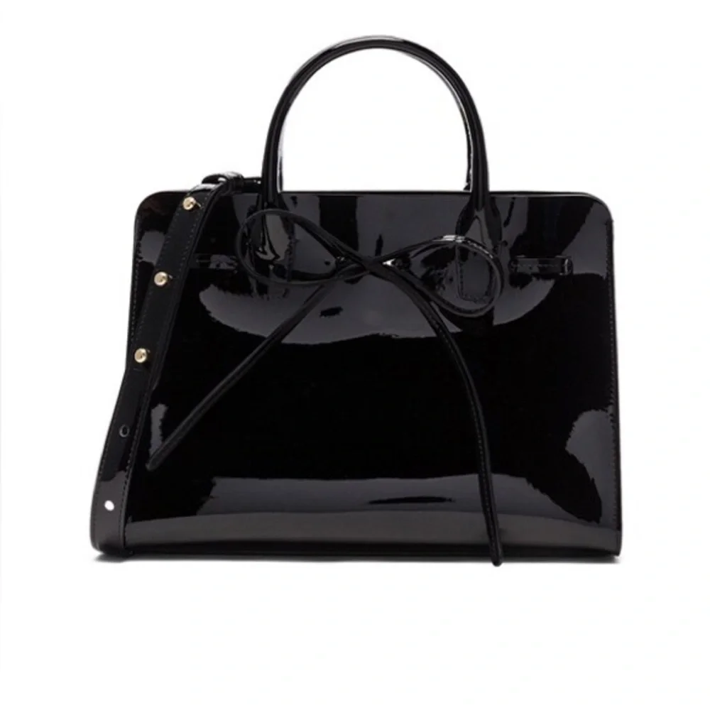 Mansur Gavriel Elegant Black Patent Sun Handbag